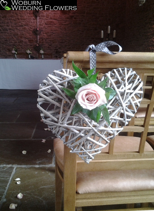 Wicker Heart chair back with Rose corsage