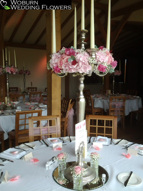 Candleabras with Roses, Hydrangea, Gypsophillia and Lizzianthus