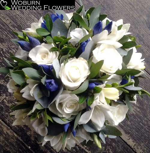 Rose, Freesia and Gentian bouquet.