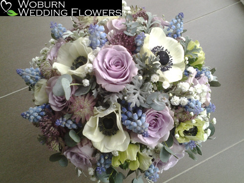 Rose, Astrantia, Anenome and Muscari bouquet.