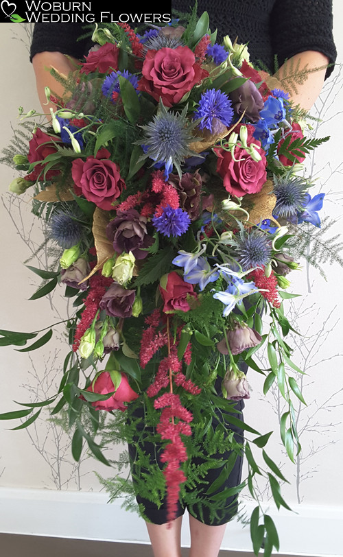 A richly coloured cascading bouquet.