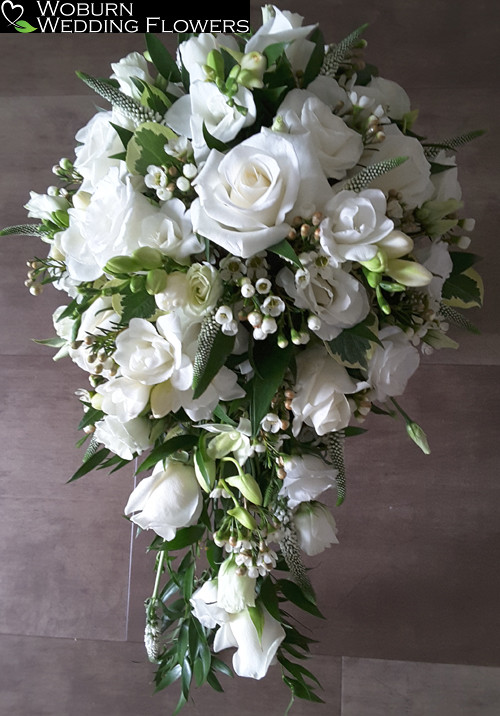 Classic white teardrop bouquet.