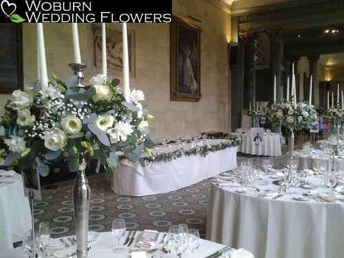 Gypsophillia, lizzianthus and rose tall candleabra.