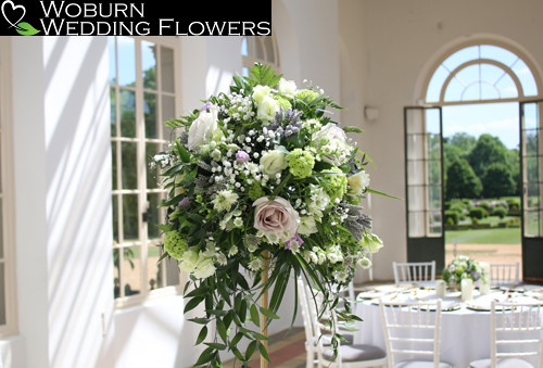 A soft tall summer arrangement in the Orangery.