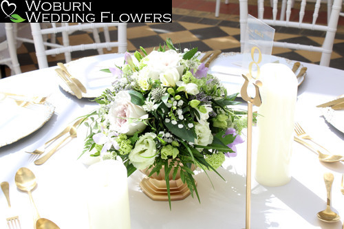 Soft urn arrangement in the Orangery.